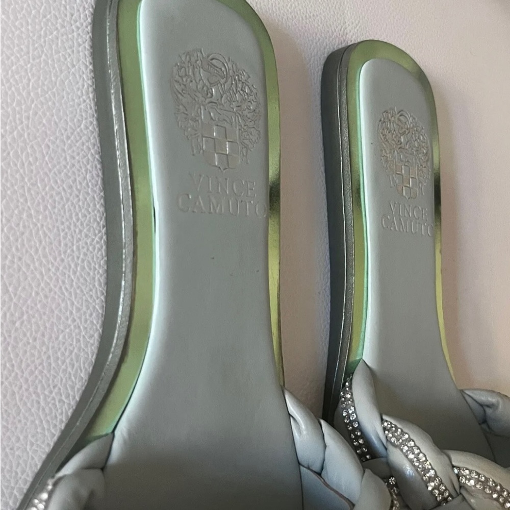 Vince Camuto Belmiya Metallic Beaded Braided Sandal In Mint Green Pistachio NWT - Picture 9 of 11